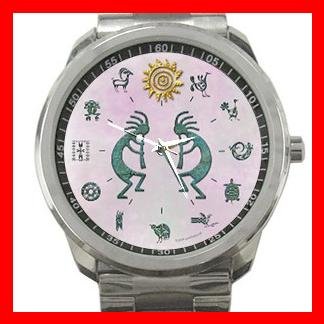 Jazzy Kokopelli Kokope Silvertone Sports Metal Watch 090