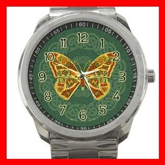 Celtic Butterfly Fly Silvertone Sports Metal Watch 098