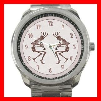 Jazzy Kokopelli Kokope Silvertone Sports Metal Watch 100