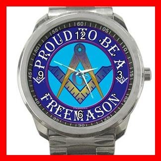 FREEMASONRY MASON MASONIC PRIDE Silvertone Sports Metal Watch 102
