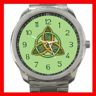 Celtic Trinity Knot Mythical Symbol Silvertone Sports Metal Watch 123