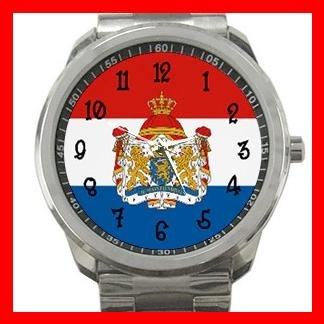 Netherlands Flag Nation Silvertone Sports Metal Watch 126