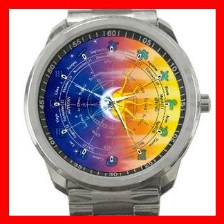 Zodiac Signs Moon and Sun Hobby Silvertone Sports Metal Watch 134