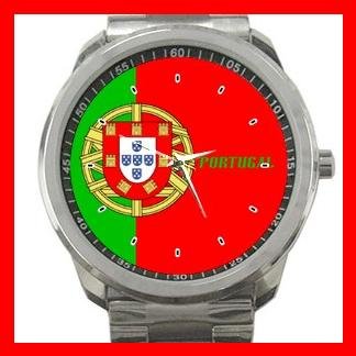 Portugal Flag Portuguese Nation Patriotic Silvertone Sports Metal Watch 143