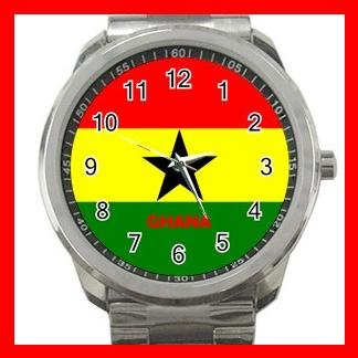 Ghana Flag Nation Patriotic Silvertone Sports Metal Watch 144
