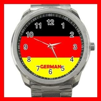German Flag Nation Patriotic Silvertone Sports Metal Watch 146