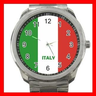 Italy Flag Nation Patriotic Silvertone Sports Metal Watch 149