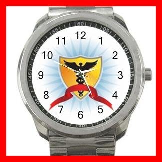 Medical Shied Rescue Care Silvertone Sports Metal Watch 151