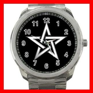Wicca Pentagram Pentacle Star Witch Silvertone Sports Metal Watch 160