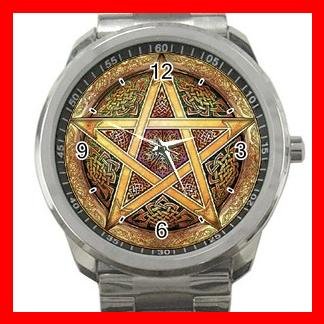 Wicca Pentagram Pentacle Star Silvertone Sports Metal Watch 161