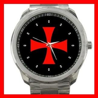 Knights Templar Cross Silvertone Sports Metal Watch 162