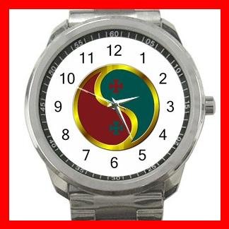 Knights Templar Masonic Prosperity Silvertone Sports Metal Watch 164