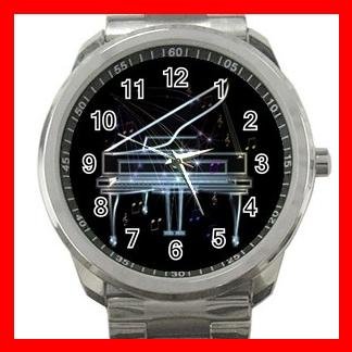 I Love Piano Music Notes Fun Silvertone Sports Metal Watch 240