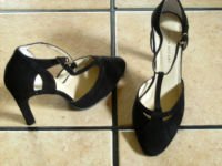 COLIN STUART BLACK SUEDE T STRAP CLASSIC DRESS SHOES