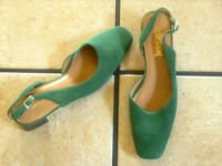 VTG. COUP D' ETAT DK. GREEN SUEDE SLINGBACK DRESS SHOES