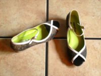 FARYL ROBIN BLACK WHITE BROWN CANVAS/LEATHER SHOES