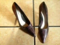 NINE WEST PLUM PURPLE SNAKESKIN/LEATHER DRESS SHOES