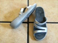 CROCSS GRAY JEWELED STRAPPY SANDALS SHOES