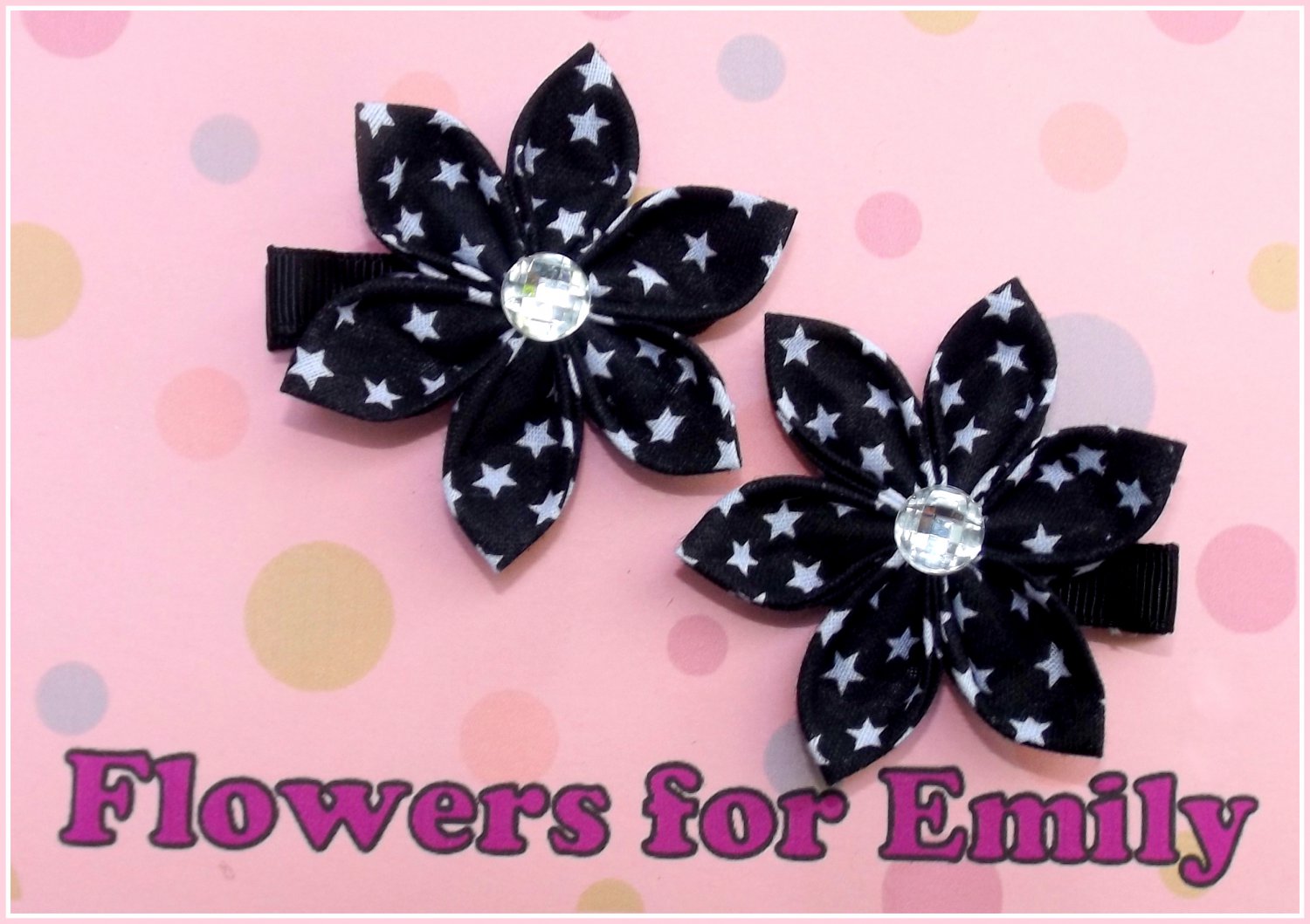 Black Stary Kanzashi Hair Clips