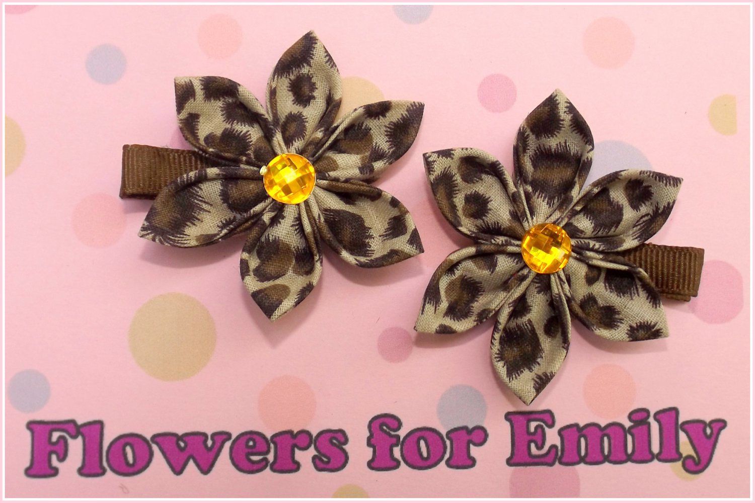 Fuzzy Brown Kanzashi Hair Clips