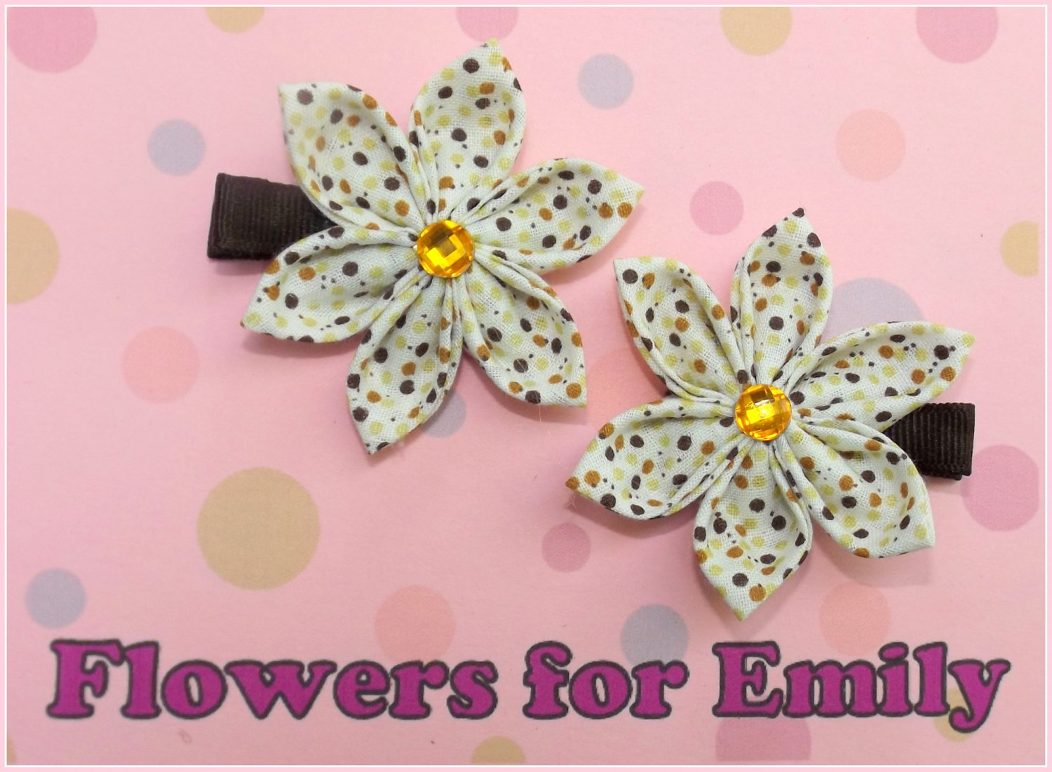 Coffee Kanzashi Hair Clips