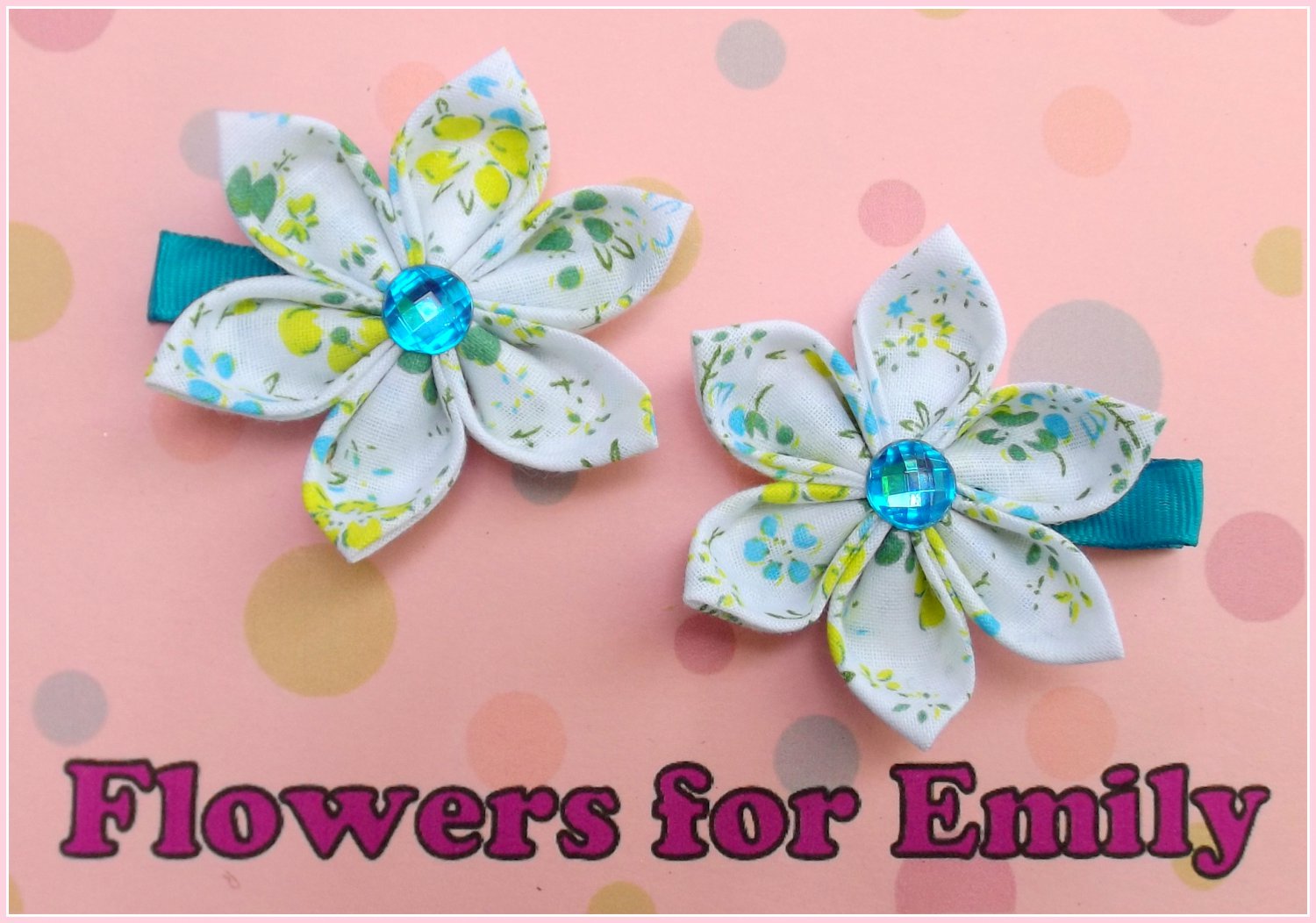 Strawberry Red Kanzashi Hair Clips