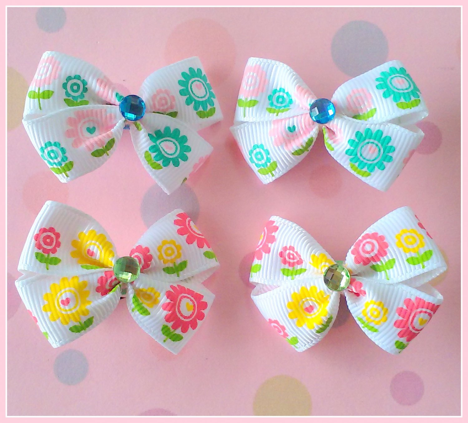 Spring Flowers Bitsy Bows (2 pairs)