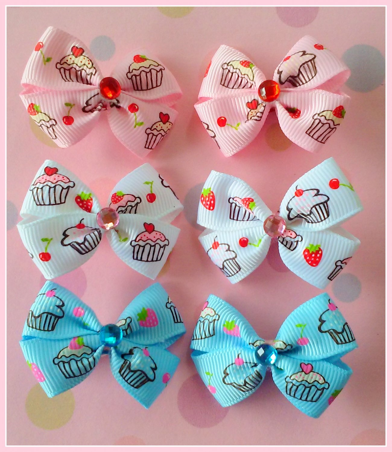Cupcake Bitsy Bows (3 pairs)