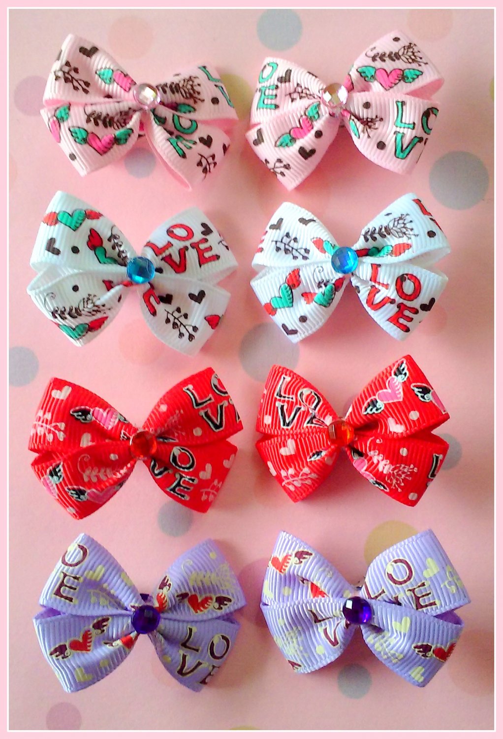 L-O-V-E Bitsy Bows (4 pairs)