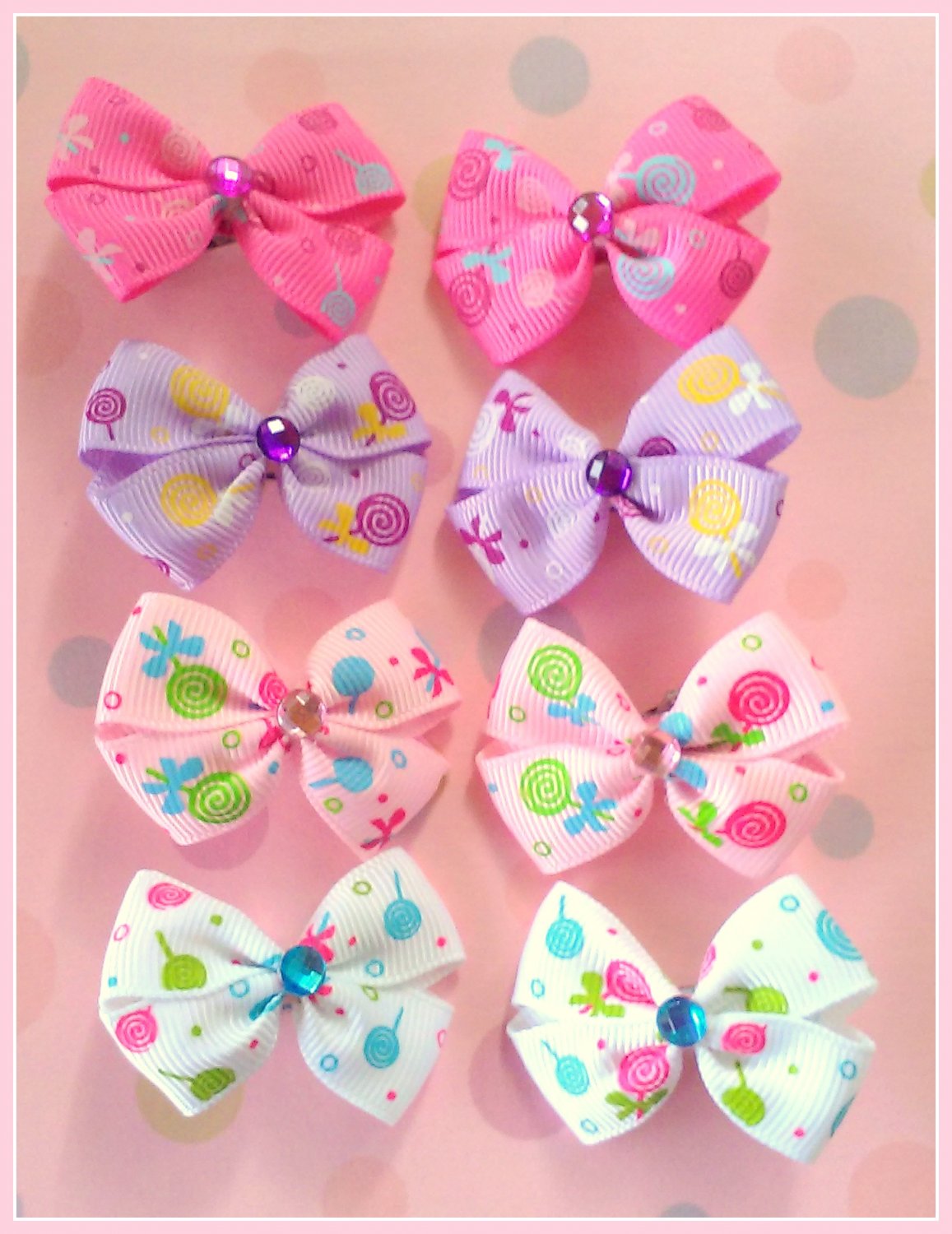 Lollipop Bitsy Bows (4 pairs)