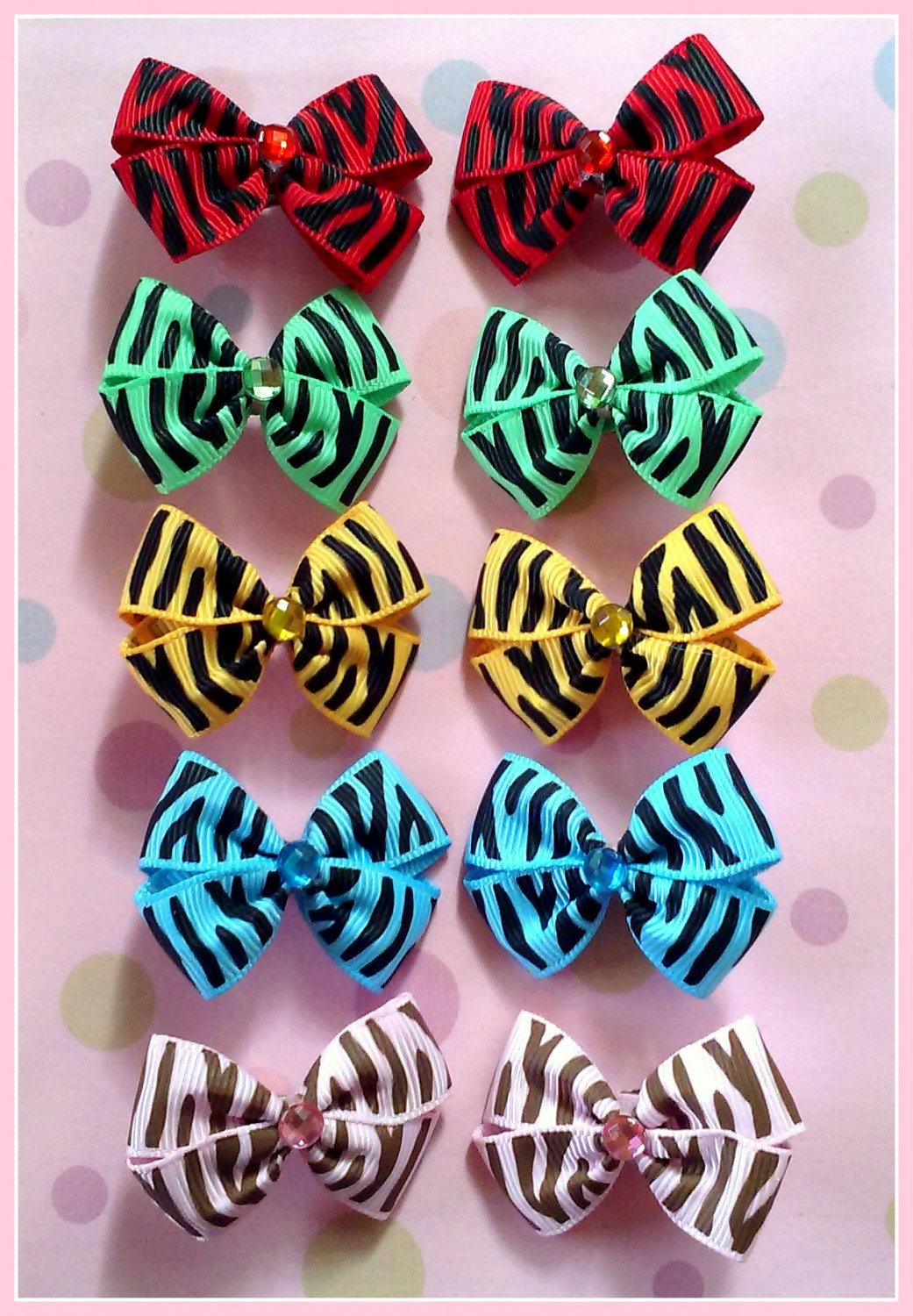 Zebra Bitsy Bows (5 pairs)