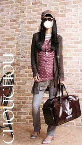 Stylish brown korea style long frill button cardigan - small