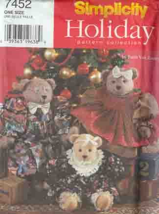 3 Bears Christmas or Regular Pattern Fancy Outfits Simplicity 7452
