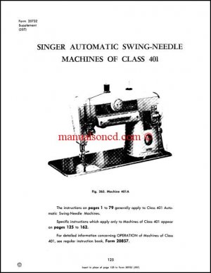 Singer 401A Adjusters Service And Repair Manual