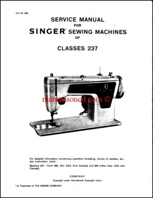 Singer Model 237 Service And Repair Manual