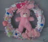 Pink Bunny Diaper Cake Wreaths