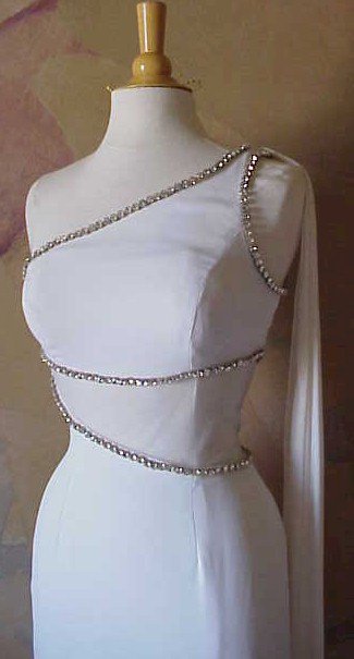 Dress Designers | Style #2044 - white pageant gowns | one shoulder evening dresses