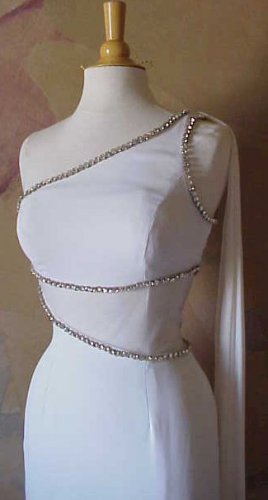 Dress Designers | Style #2044 - white pageant gowns | one shoulder evening dresses