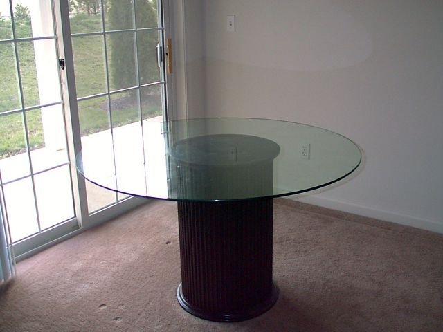 Glass Top Table and Fluted Base