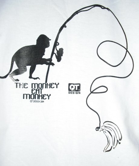 New White T-Shirt "Monkey Eat Monkey "Size S