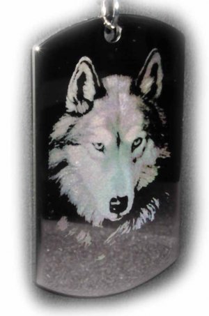 Lone Wolf Engraved Pendant With Custom Engraved Message