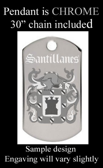 Custom Engraved Coat of Arms Dog Tag Pendant With jpg Image