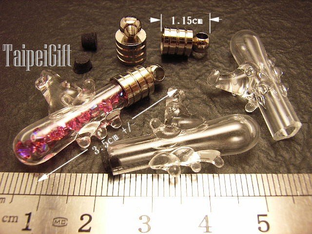 1 Mini Horse Glass Bottle Vial Charm Pendant DIY NAME ON RICE bead Message Crystal Liquid sand Flake