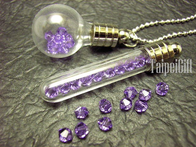10 Swarovski Crystal Tanzanite violet ready to fill in mini glass bottle vial charms