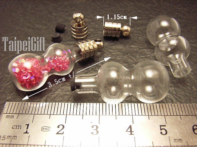 1 Calabash Glass Bottle Vial Charm Pendant DIY NAME ON RICE bead Message Crystal Liquid sand Flake