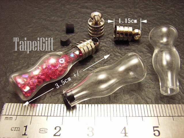1 Mini Coke Glass Bottle Vial Charm Pendant DIY NAME ON RICE bead Message Crystal Liquid sand Flake