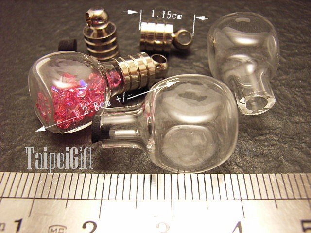 1 Mini Cube Glass Bottle Vial Charm Pendant DIY NAME ON RICE bead Message Crystal Liquid sand Flake
