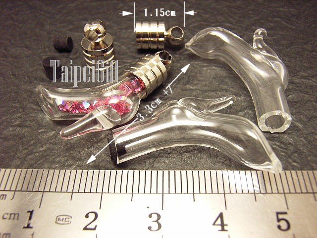 1 High Heels Glass Bottle Vial Charm Pendant DIY NAME ON RICE bead Message Crystal Liquid sand Flake