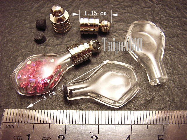1 Pentagon Glass Bottle Vial Charm Pendant DIY NAME ON RICE bead Message Crystal Liquid sand Flake
