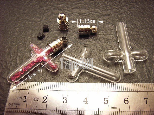 1 Cross Glass Bottle Vial Charm Pendant DIY Personalized NAME ON RICE bead Message Crystal Liquid
